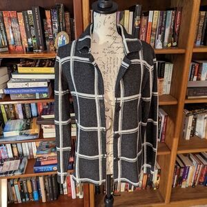 𝅺bartolini wool and cashmere blend chequered heavy sweater/coat size m euc